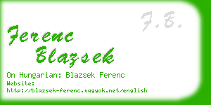 ferenc blazsek business card